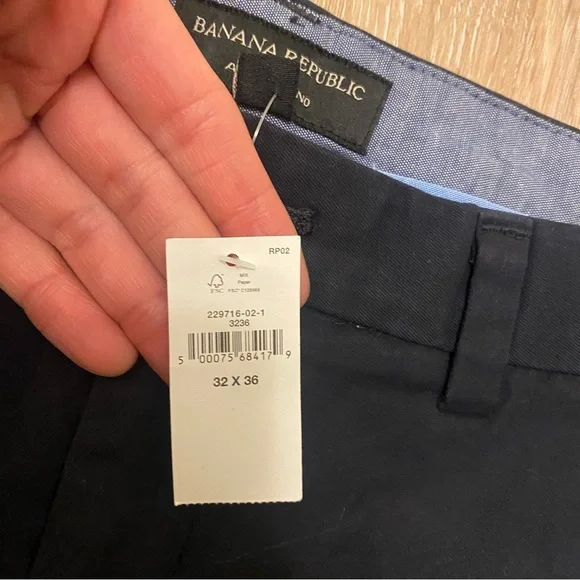 NWT Bananna Republic Aiden Slim Stretch Chino Khaki Black Navy 32x36 Classic - Picture 6 of 7